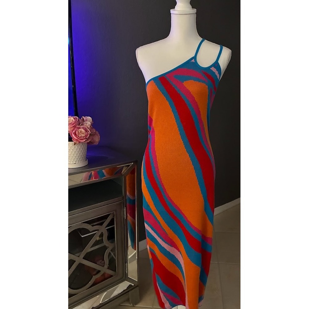 NWT Another Girl x UO Orange Pink Orange Organic Cotton Body Con Dress M
